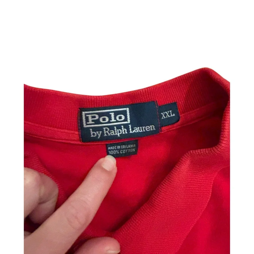 Polo Ralph Lauren Mens Red Long Sleeve Pullover Collared Shirt Cotton Size XXL‎
